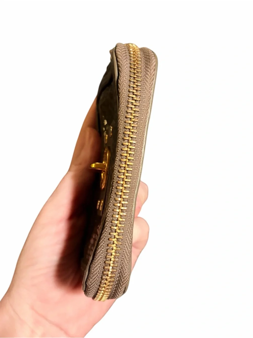 Marc Jacobs Olive Green Textured Wristlet with Gold Hardware